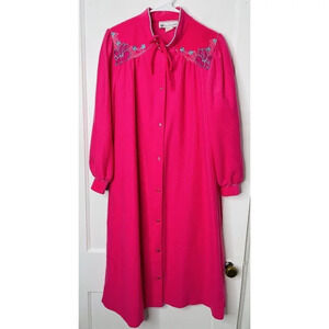 Vtg Vandemere Nightgown M House Dress Floral Embroidered Soft Long Sleeve Retro